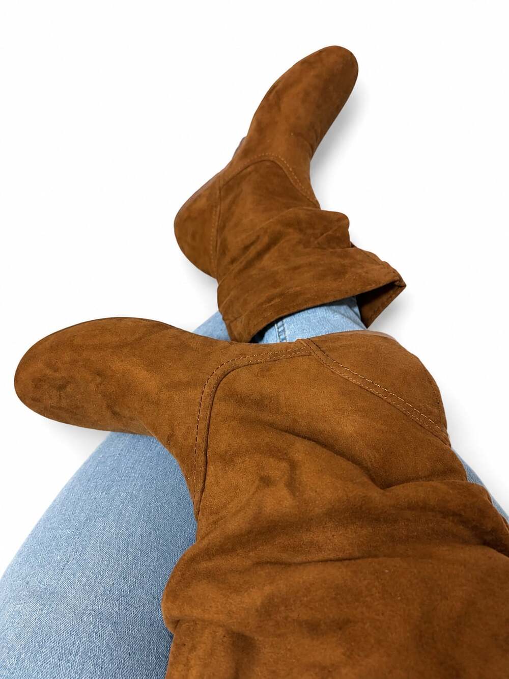 Tall Scrunch Boot Faux Suede Tan boots